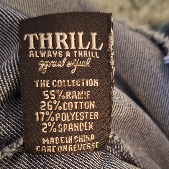 Thrill Blue Denim Long Sleeve Dress. NWOT Excellent Condition Size Medium - Picture 13 of 15